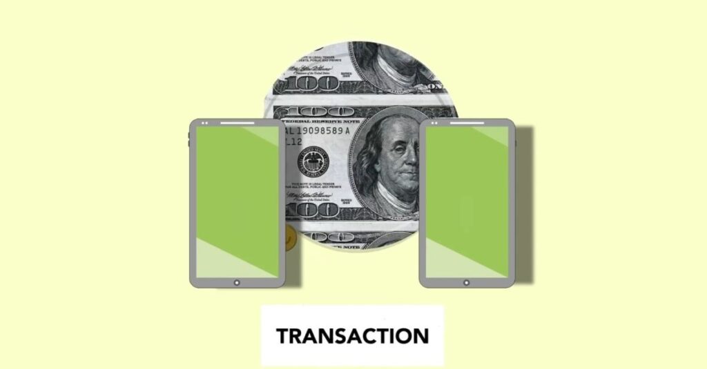 Isometric image of online money transfer via mobile phones on light background